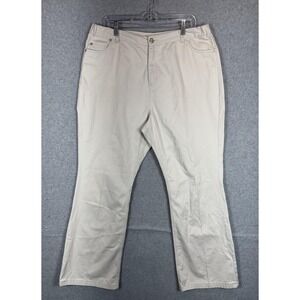 Lands End Pants Womens 16 Beige Khaki Straight Leg Stretch Casual Elastic Waist